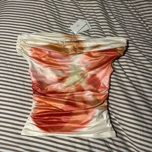 Peppermayo Satin Blouse - Cream and Red